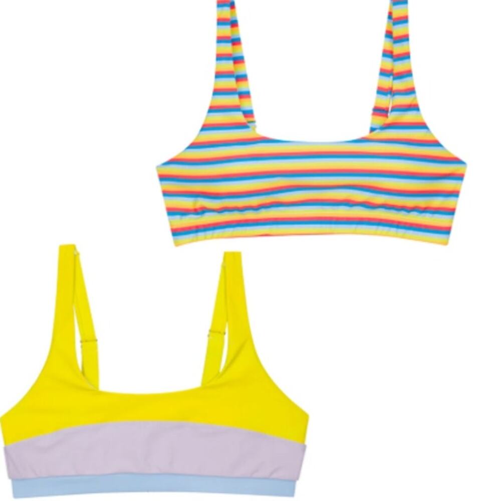 SwimZip Bikini Top Scoop Neck UPF 50+ Size M/L Lot of Two Resortwear Beach Swim